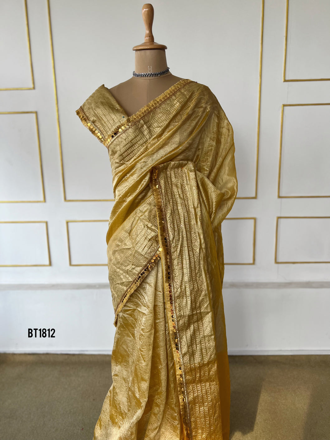 BT1812 Customisable Crushed Tissue Saree For Mom