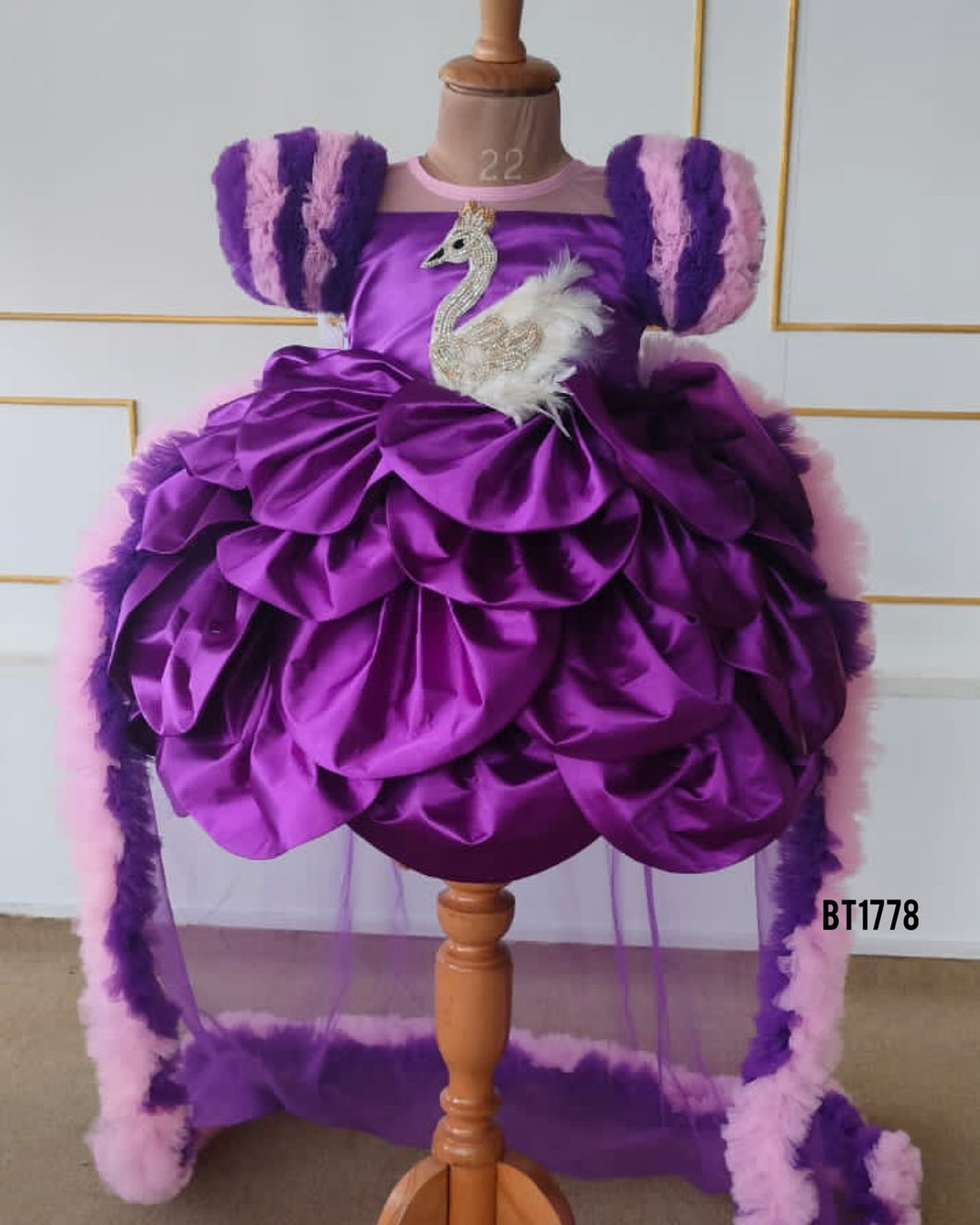 BT1778 Royal Ruffles Majestic Purple Peacock Party Dress
