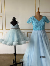 Load image into Gallery viewer, BT1986 Mommy & Me: Elegant Blue Twinning Set for Special Celebrations