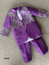 Load image into Gallery viewer, BT2140 Royal Purple Embroidered Party Wear Suit For Boys ✨👦