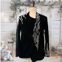 Load image into Gallery viewer, BT2598 - Men’s Royal Black Velvet Asymmetrical Indo-Western Blazer