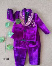 Load image into Gallery viewer, BT1775 Regal Purple Velvet Suit for Little Gentlemen