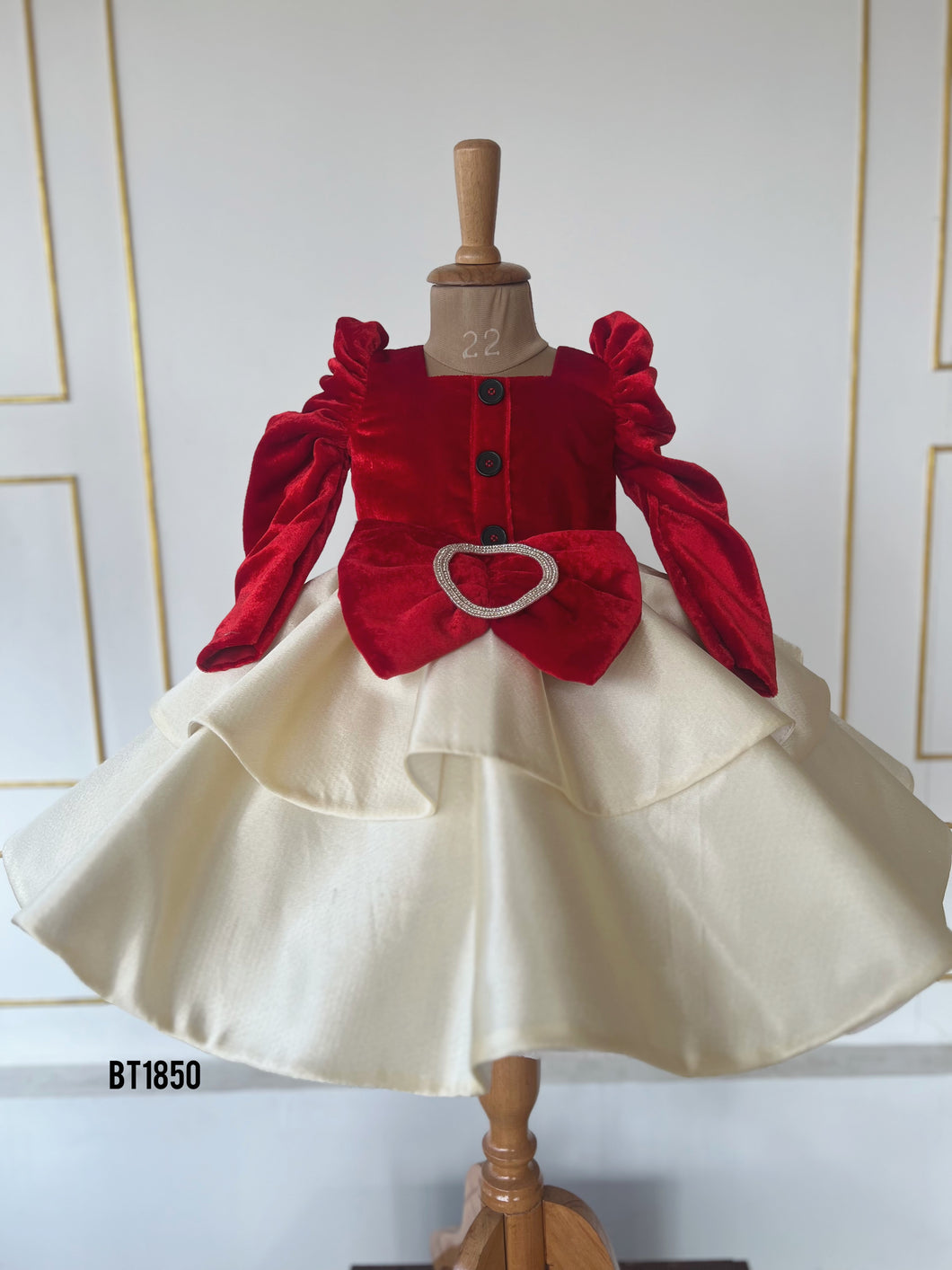 BT1850 Royal Red & Ivory Princess Dress - Perfect for Celebrating