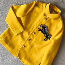 Load image into Gallery viewer, BT2198 🦄✨ Golden Unicorn Charm: A Magical Sherwani for Your Little Superstar! 🎭💛