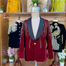 Load image into Gallery viewer, BT2581 Velvet Baby Boy Party Wear Blazer – Ruby Red Royal Edition