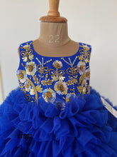 Load image into Gallery viewer, BT1903 Royal Blue Blossom: Luxurious Baby Party Dress