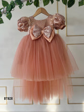 Load image into Gallery viewer, BT1628 Peach Perfection: A Sequined Spectacle for Little Shining Stars