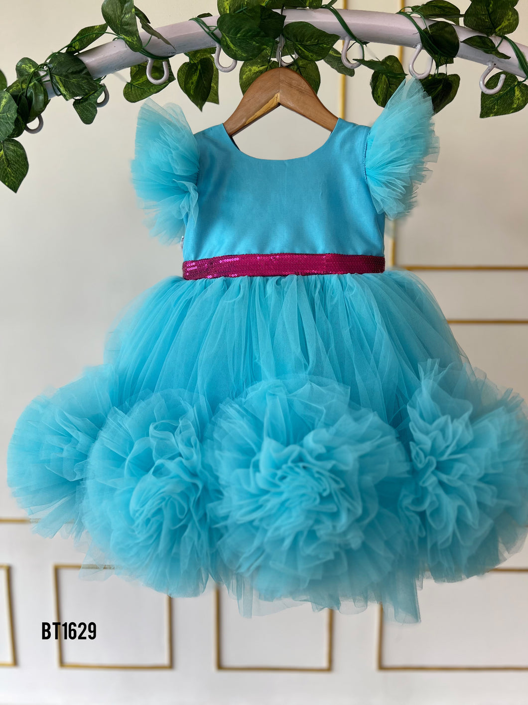 BT1629 Aquatic Whimsy: A Tulle Dream in Ocean Blue for Little Darlings