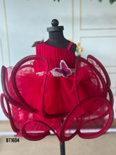 Load image into Gallery viewer, BT1604 Crimson Butterfly Dress – Flutters of Fancy for Festive Fun!