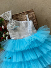 Load image into Gallery viewer, BT1738 Celestial Blue Sequin Ruffle Dress - Baby Glitz & Glam