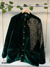 Load image into Gallery viewer, BT2057 🦁 Regal Lion Embroidered Velvet Sherwani for Boys 🦁
