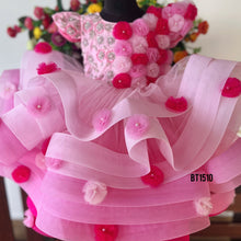 Load image into Gallery viewer, BT1510 Blossom Pink Floral Appliqué Gown - Baby Couture Elegance
