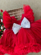 Load image into Gallery viewer, BT1737 Ruby Red Radiance Dress - A Sparkling Celebration for Your Little Star