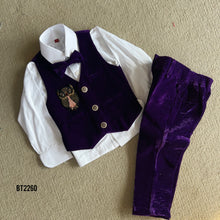 Load image into Gallery viewer, BT2260 🎩🦉 Dapper Owl Charm – Classic Velvet Suit for Little Gentlemen ✨