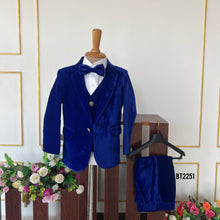 Load image into Gallery viewer, BT2251 💙 Royal Blue Velvet Suit – A Dapper Look for Your Little Gentleman! 👔✨