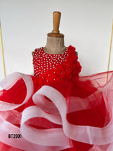Load image into Gallery viewer, BT2001 🎀 Red & White Twirl Princess Dress – Perfect for Little Stars 🌟👧