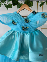 Load image into Gallery viewer, BT1612 Aqua Elegance: Enchanting Butterfly Gown for Tiny Trendsetters