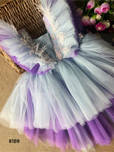 Load image into Gallery viewer, BT1519 Girls Ostrich Feather Multicolour Party wear Frock