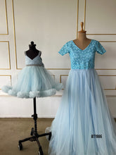 Load image into Gallery viewer, BT1986 Mommy & Me: Elegant Blue Twinning Set for Special Celebrations