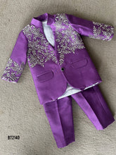 Load image into Gallery viewer, BT2140 Royal Purple Embroidered Party Wear Suit For Boys ✨👦