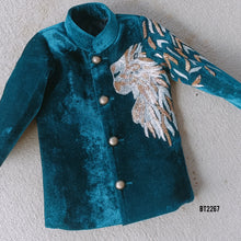 Load image into Gallery viewer, BT2267 The Majestic Teal Velvet Suit – Fierce, Royal & Party-Ready! 👑✨