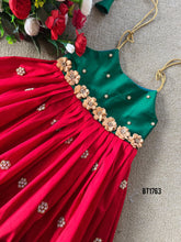 Load image into Gallery viewer, BT1763 Emerald and Ruby Floral Gala Ethnic Party Dress