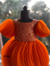 Load image into Gallery viewer, BT1764 Citrus Sparkle: Sunset Orange Sequin Party Dress for Little Stars