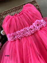 Load image into Gallery viewer, BT1644 Rosette Ribbon Pink Pompom Party Gown for Little Ones