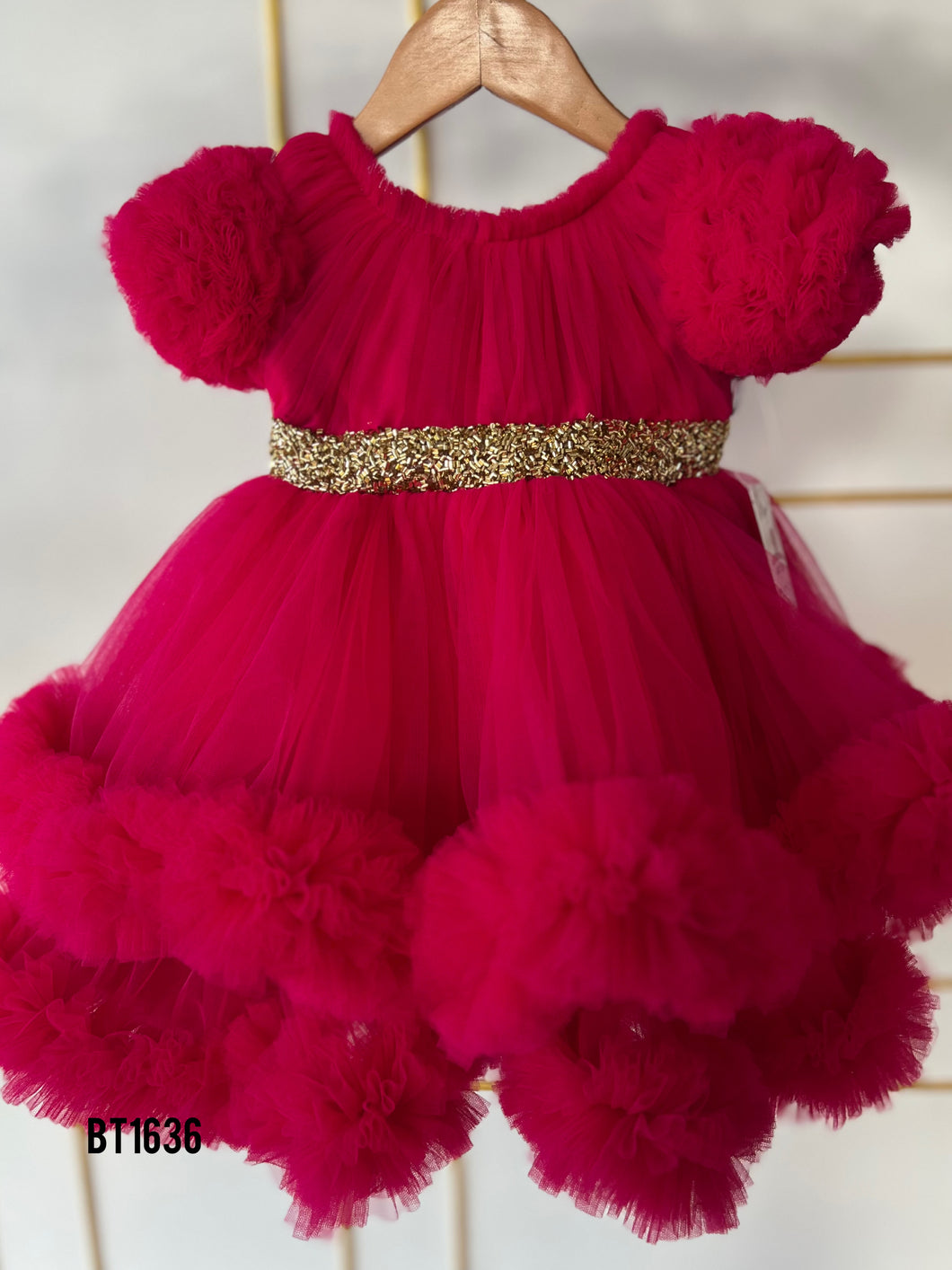 BT1636 Ruby Blossom Celebration Dress - Where Elegance Meets Enchantment
