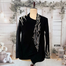 Load image into Gallery viewer, BT2598 - Men’s Royal Black Velvet Asymmetrical Indo-Western Blazer
