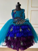 Load image into Gallery viewer, BT1569 Enchanted Peacock Gala Gown – Radiant Jewel Tones for Little Royalty
