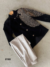 Load image into Gallery viewer, BT1898 Bold & Brave: Black Boys Party Wear Jodhpuri with Lion Embroidery