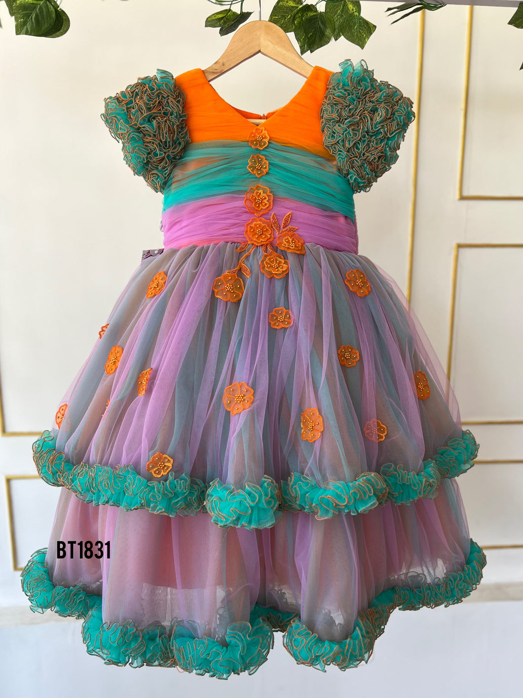 BT1831 Tropical Sunset Celebration Dress for Little Divas
