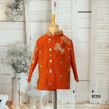 Load image into Gallery viewer, BT2511 Royal Orange Father Son Sherwani Combo – Golden Horse Embroidery