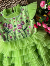 Load image into Gallery viewer, BT1521 Sparkling Lime Blossom Dress - A Delightful Choice for Little Celebrants!