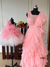 Load image into Gallery viewer, BT1505 Petal Pirouette: Blush Pink Ruffled Mommy & Me Gowns