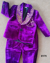 Load image into Gallery viewer, BT1775 Regal Purple Velvet Suit for Little Gentlemen