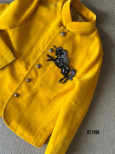 Load image into Gallery viewer, BT2198 🦄✨ Golden Unicorn Charm: A Magical Sherwani for Your Little Superstar! 🎭💛