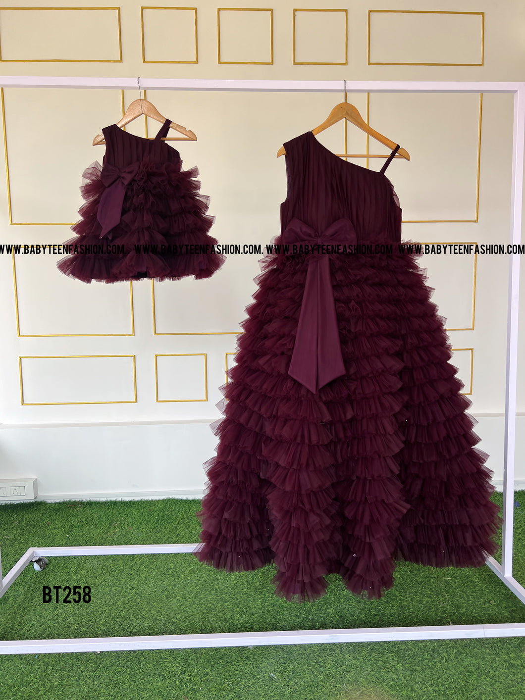 BT258 Regal Ruffle Elegance Dress - A Majestic Match for Mom & Baby!