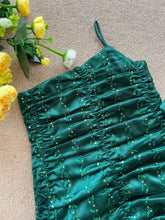 Load image into Gallery viewer, BT1624 Emerald Elegance: Chic Shimmer Dress for Tiny Trendsetters
