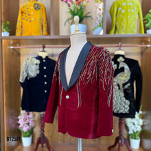 Load image into Gallery viewer, BT2581 Velvet Baby Boy Party Wear Blazer – Ruby Red Royal Edition