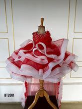 Load image into Gallery viewer, BT2001 🎀 Red & White Twirl Princess Dress – Perfect for Little Stars 🌟👧