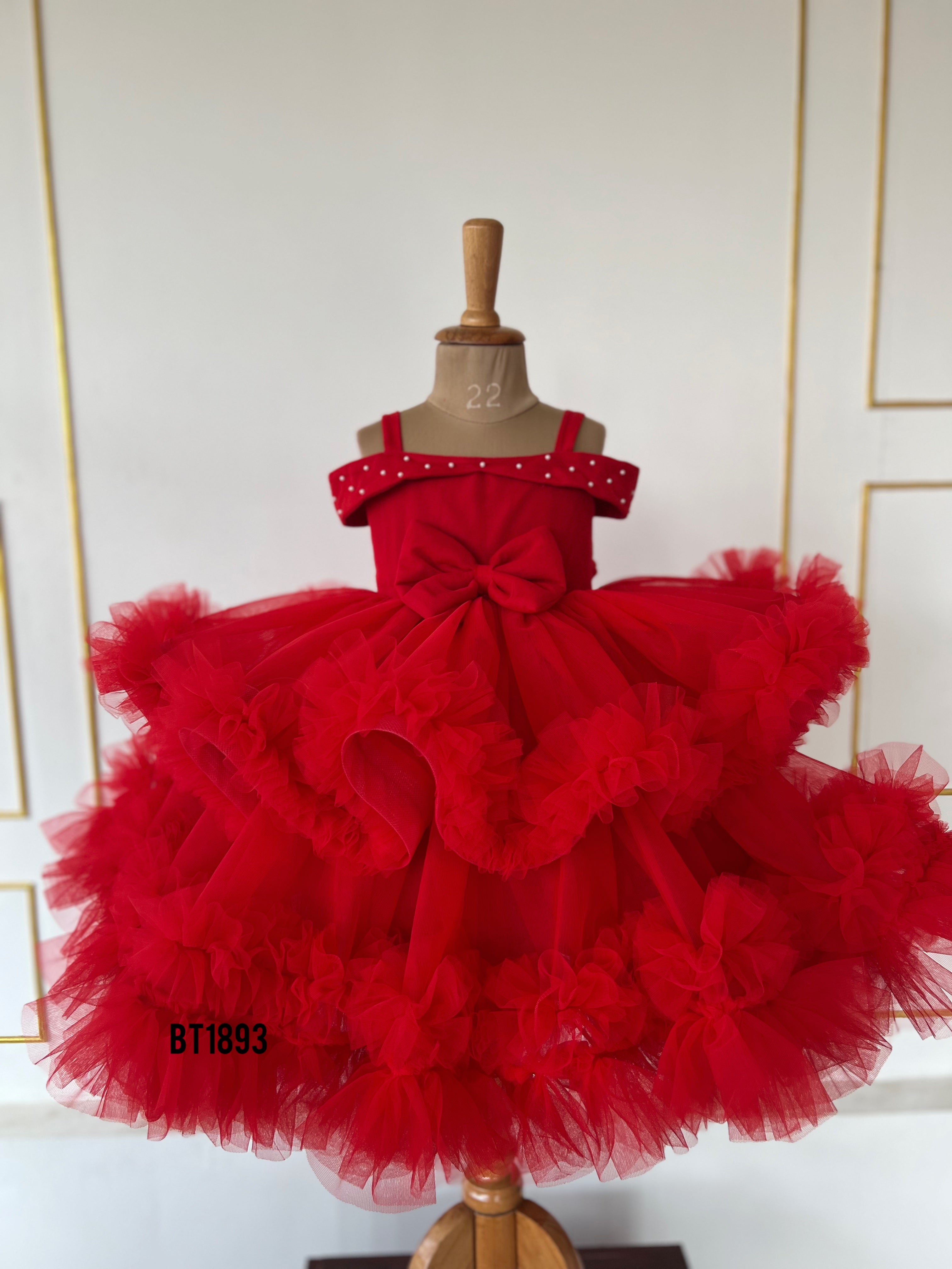 BT1893 Ruby Ruffle Gala Gown  A Red Carpet Affair for the Tiny Trendsetters