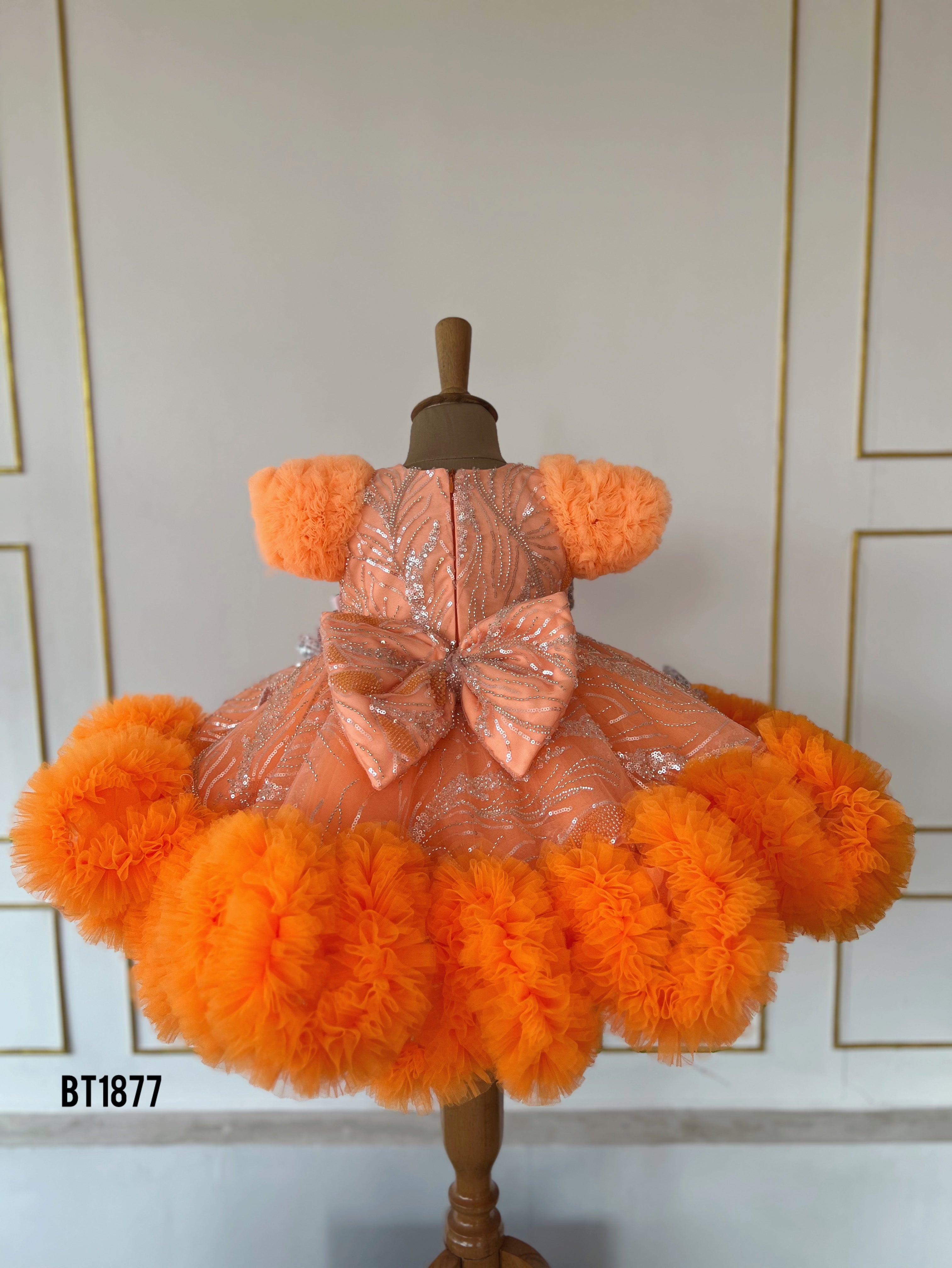 BT1877 Sunset Charm - Fluffy Orange Party Dress