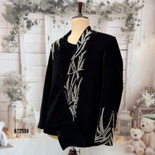 Load image into Gallery viewer, BT2598 - Men’s Royal Black Velvet Asymmetrical Indo-Western Blazer