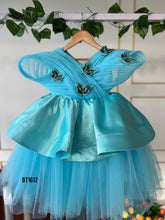 Load image into Gallery viewer, BT1612 Aqua Elegance: Enchanting Butterfly Gown for Tiny Trendsetters
