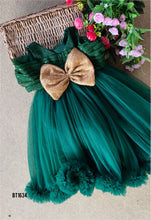 Load image into Gallery viewer, BT1634 Emerald Enchantment Festive Dress - A Touch of Sparkle for Your Little Star
