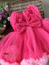 Load image into Gallery viewer, BT1644 Rosette Ribbon Pink Pompom Party Gown for Little Ones