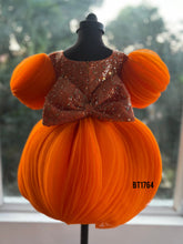 Load image into Gallery viewer, BT1764 Citrus Sparkle: Sunset Orange Sequin Party Dress for Little Stars
