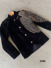 Load image into Gallery viewer, BT1898 Bold & Brave: Black Boys Party Wear Jodhpuri with Lion Embroidery